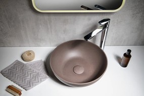 Sapho Sapho, FORMIGO betónové umývadlo, priemer 39 cm, tmavo hnedá, FG034