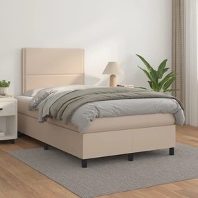 Boxspring posteľ s matracom kapučínová 120x200 cm umelá koža 3142778