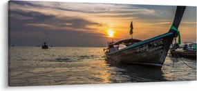 Obraz lode pri brehu (120x50 cm)