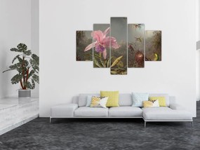 Obraz - Martin Johnson Heade, Cattleya Orchid and Three Hummingbirds, reprodukcia (150x105 cm)