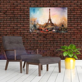 Obraz - Maľba Eiffelovej veže (90x60 cm)