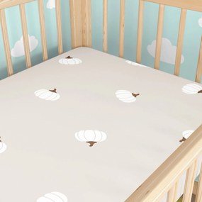 Goldea bavlnená napínacia plachta do detské postieľky - tekvice na krémovom 60 x 120 cm