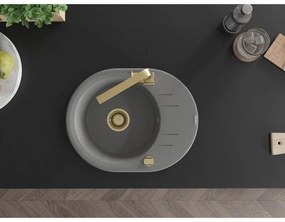 Mexen Kevin, drez granitový 586x458x190 mm, 1-komorový a zlatá batéria Rita, šedá, 6517-71-670300-50