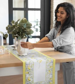 Dekorstudio Behúň na stôl SUMMER16 s citrónovým vzorom 40x140 cm - krémový
