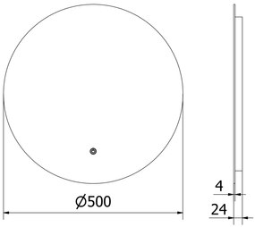 Mexen Erg, okrúhle LED podsvietené kúpeľňové zrkadlo 50 cm, 6000K, vykurovacia podložka proti zahmlievaniu, 9823-050-050-611-00