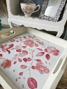 2ks drevený podnos s kvetinovým dekorom Tray Roses - 39*39*5/ 35*35*4 cm