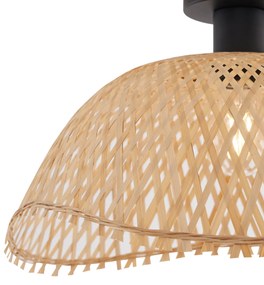 Art Deco stropné svietidlo čierne s prírodným bambusom 40 cm - Alka