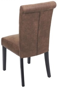2x Jedálenská stolička Chesterfield 2, tmavé nohy, látka - Hnedá