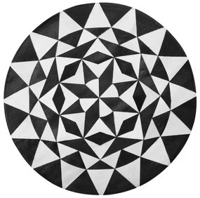 Okrúhly kožený koberec ⌀ 140 cm čierna/biela TURGUTLU Beliani