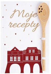 Knižka na recepty s vareškou DOMKY zlatá