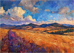 Sklenený obraz - Olejomaľba krajiny (70x50 cm)