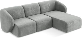 Sivá ženilková rohová pohovka (pravý roh/s leňoškou) Lani – Makamii