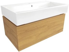 Kúpeľňová skrinka s umývadlom SAT Feel 80x30x46 cm medový dub mat SATFEEL80DMU2, 1 ks