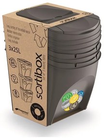 Súprava 3 odpadkových košov 3x25 L DEILA sivá