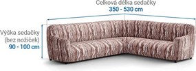 Bielastické poťahy OCEANO NOVÉ hnedo-vínové rohová sedačka (š. 350 - 530 cm)
