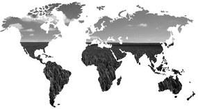 Tapeta mapa sveta v čiernobielom - 150x100