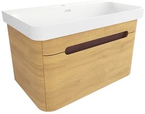 Kúpeľňová skrinka s umývadlom SAT Fusion 77,5x43x45 cm dub medový mat SATFUSION80DMMW, 1 ks