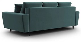 Zamatová rozkladacia/s úložným priestorom pohovka v petrolejovej farbe 235 cm Kyoto – Cosmopolitan Design