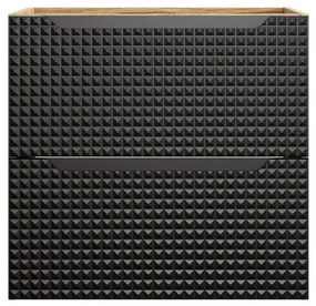 Závěsná skříňka Luxor Black Mona s deskou a umyvadlem 70 cm černá/dub olejovaný