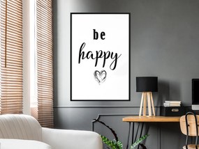 Artgeist Plagát - Be Happy [Poster] Veľkosť: 40x60, Verzia: Zlatý rám s passe-partout