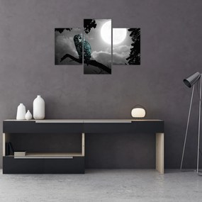Obraz - Nočná sova, modrá (90x60 cm)