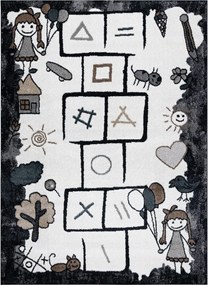 Dywany Łuszczów, AKCIA: 120x170 cm Detský kusový koberec Fun Hop black, čiernobiela, detská izba