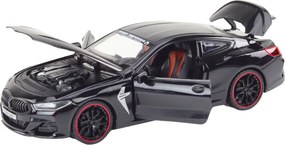 LEAN Toys Kovové športové vozidlo, trecí pohon, otvárateľné prvky 1:24 čierna