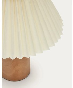 Béžová/v prírodnej farbe stolová lampa z kaučukového dreva s textilným tienidlom (výška 33 cm) Benicarlo – Kave Home