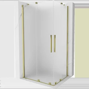 Mexen Velar Duo sprchovací kút, posuvný 90 x 80 cm, matné sklo, zlatý - 871-090-080-32-50