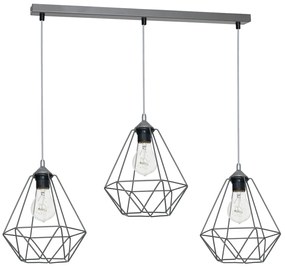 Závesné svietidlo Basket, 3x sivé drôtené tienidlo, gr