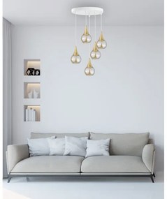 Luster na lanku LACRIMA WHITE 5xE27/60W/230V pr. 45 cm
