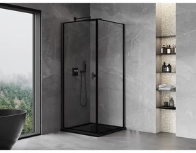 Mexen Mist-B, 1-krídlový výklopný sprchový kút, ľavý, 70 x 70 cm, číre sklo-čierny rám, 8A2T-070-070-70-70-L