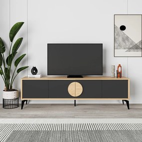 TV stolík v dekore duba v čierno-prírodnej farbe 180x51 cm Vae – Marckeric