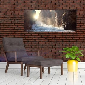 Obraz - Skaly a vlny oceánu (120x50 cm)