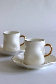Biele porcelánové šálky espresso s podšálkou 2ks