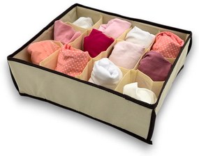 VERK GROUP Organizér na spodní prádlo, KIPIT, 12 přihrádek, béžový, 30 x 25 x 10cm