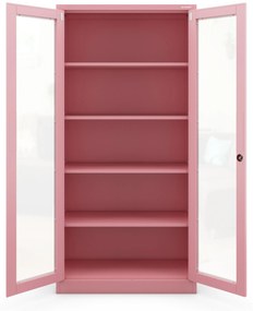Sklenená vitrína AMELIA, 900 x 1850 x 400 mm, Fresh Style: púdrovo ružová