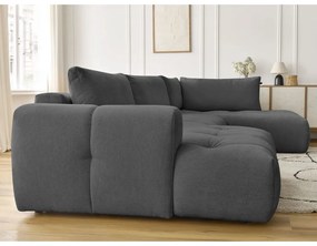 Tmavosivá rozkladacia/s úložným priestorom rohová pohovka (pravý roh/do tvaru "U") Fuji – Bobochic Paris