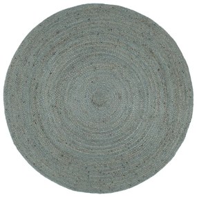 Ručne vyrobený koberec olivovo-zelený 210 cm jutový okrúhly