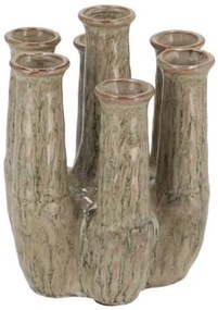 Zelená keramická váza s tubusmi a aktívnou glazúrou Jahra Tulip - 15*13*18 cm
