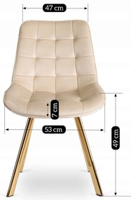 Vintino kreslo DORIS Velvet - bežová farba, nohy zlate - vintino.sk