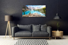Obraz na skle Hory jazero príroda 120x60 cm