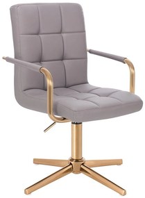 LuxuryForm DESIGN Otočná stolička VERONA GOLD na zlatom kríži - šedá