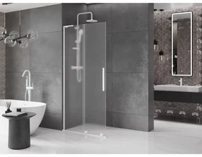 Mexen Velar L, posuvná sprchová zástena Walk-in 120 x 200 cm, 8mm sklo námraza, biela matná, 871-120-003-33-20