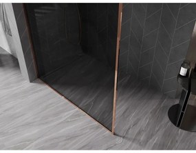 Mexen Kioto-F, sprchová zástena s rámom 70 x 202 cm, 8 mm šedé sklo, profil ružové zlato, 800-070-104-60-40
