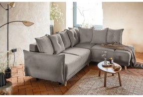 Svetlohnedá menčestrová rozkladacia rohová pohovka (pravý roh) Lazy Lukka – Miuform