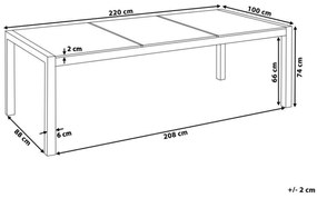 Záhradný stôl s 3-dielnou sklenenou doskou 220 x 100 cm priehľadný GROSSETO Beliani
