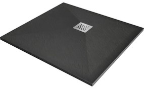 Mexen Stone+, štvorcová vanička z minerálneho kompozitu 70 x 70 cm, antracitová, 44717070