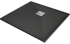 Mexen Stone+, štvorcová vanička z minerálneho kompozitu 70 x 70 cm, antracitová, 44717070