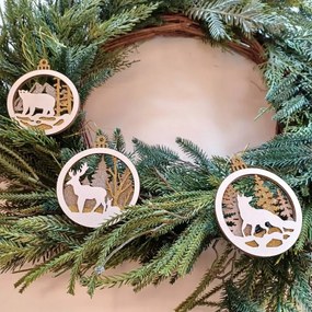 DECOLED Ozdoba, jeleň, 8,5 cm, drevená